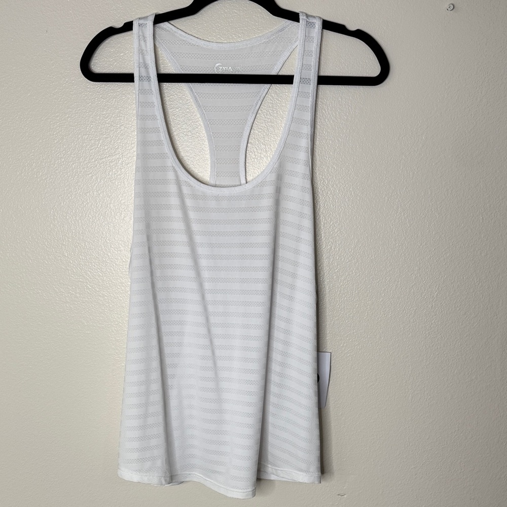 Zyia Active White Cubana Tank Striped Women's racerback Top 3X athletic